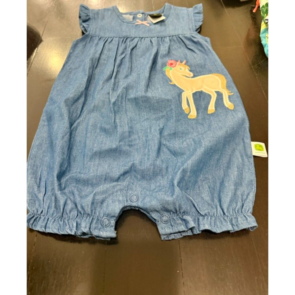 John Deere denim unicorn romper